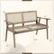 Indonesia Teak Wood Garden Bench With Armrests And Natural Rattan Backrest